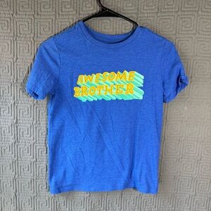 Cat & Jack T-Shirt Boys Size Medium 8/10 Awesome Brother Blue Short Sleeve